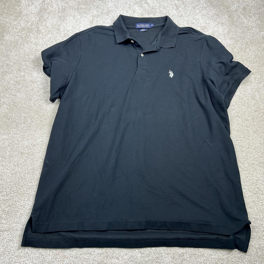 US Polo Assn Polo Shirt Mens 2XL Black Performance Pique Casual Golf Top